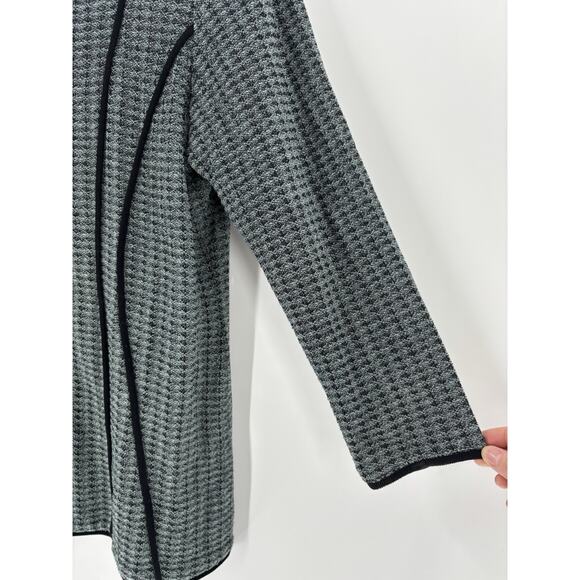 Exclusively Misook Knit Sweater Jacket Womens Large Blue Black Full Zip Cardigan - Picture 2 of 16